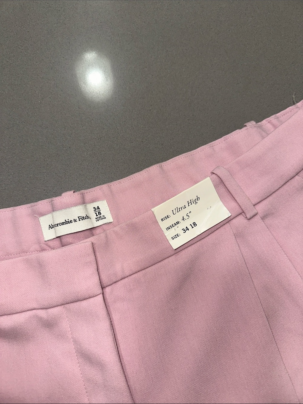 Abercrombie & Fitch High Waist Pink Tailored Shorts - Picture 2 of 3